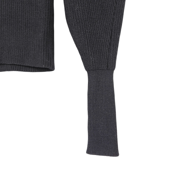 Zara Baloon Puff Sleeve Ribbed Crewneck Jet Black Sweater - Picture 7 of 13